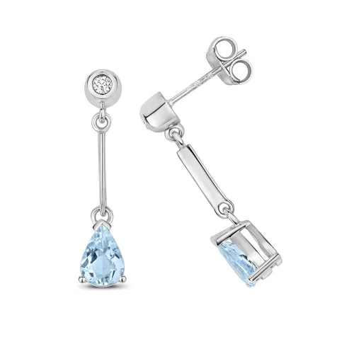 Aquamarine And Diamond Drop Earrings